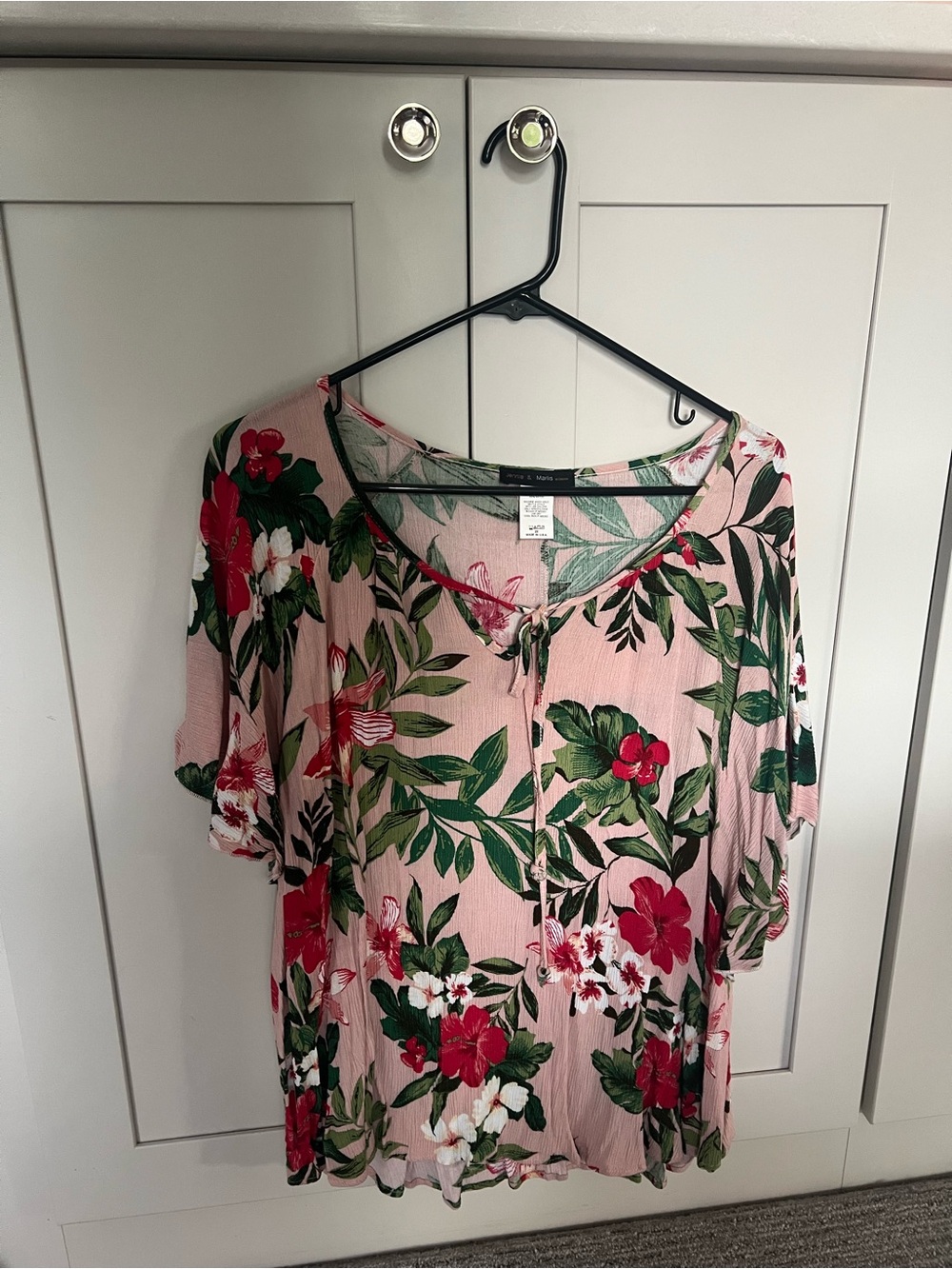Pink Floral Tie-Front Blouse